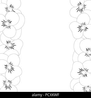 Viola Garten Stiefmütterchen Blume Umreißrand. Vector Illustration. Stock Vektor