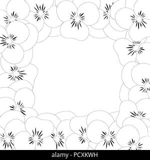 Viola Garten Stiefmütterchen Blume Umreißrand. Vector Illustration. Stock Vektor