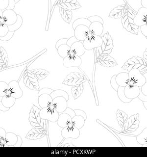 Viola Garten Stiefmütterchen Blume nahtlose Hintergrund. Vector Illustration. Stock Vektor