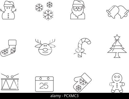 Umrisse Symbole - Weihnachten Stock Vektor