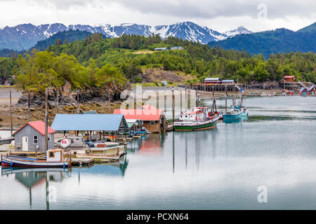 Halibut Cove auf der Kenai Halbinsel über die Kachemak Bucht von Homer Alaska Stockfoto