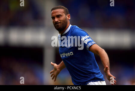 Everton ist Cenk Tosun feiert ersten Ziel seiner Seite des Spiels zählen während der Vorsaison freundlich Spiel im Goodison Park, Liverpool. Stockfoto