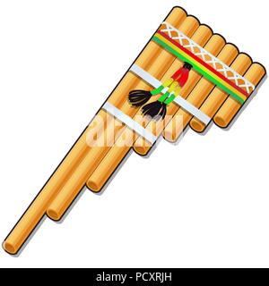 Panflöte auf weißem Hintergrund. Vektor cartoon Close-up Abbildung. Stock Vektor