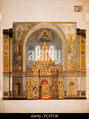 Altar der Kathedrale von Christus dem Erlöser (Zeichnung). Stockfoto