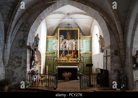 Frankreich, RILHAC - TREIGNAC - Juli 20, 2018: in der mittelalterlichen Kirche. Stockfoto