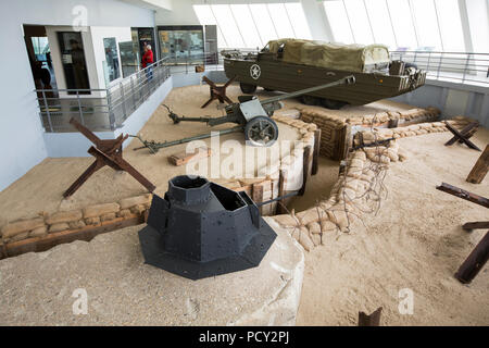 Eine Abwehr Anzeige am Utah Beach D-Day Museum, Normandie, Frankreich. Stockfoto