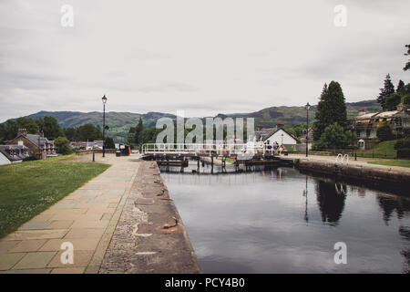 Die Treppe von Sperren in Fort Augustus Stockfoto