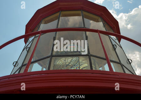 Schrägansicht der Laterne Zimmer auf historischen Saint Augustine Florida Lighthouse. Stockfoto