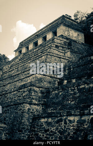 Palenque, Tempel der Inschriften, Ruinen der Maya Stadt im südlichen Mexiko, Chiapas, Mexiko Stockfoto