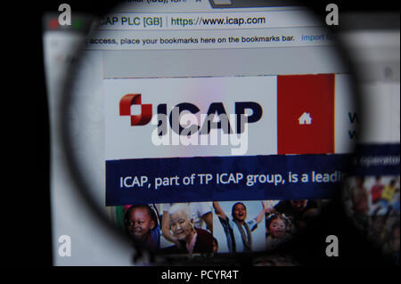 Die ICAP-Website durch ein Vergrößerungsglas gesehen Stockfoto