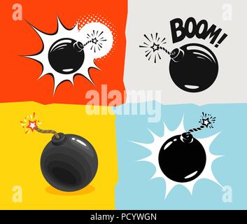 Bombe bereit zu explodieren, Symbol. Bombshell comic Cartoon Illustration Vektor Stock Vektor