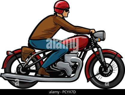 Biker Motorrad fahren. Cartoon Vector Illustration Stock Vektor