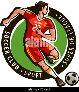 Fußball-Club Logo oder Label. Sport Konzept. Maskottchen Vector Illustration Stock Vektor