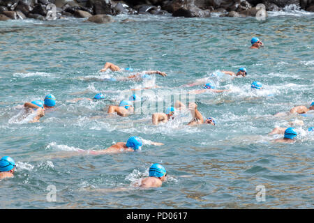 Schwimmen - Kreuz in Bajamar Gemeinde. Insel Teneriffa Stockfoto