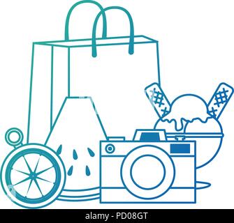 Sommer Handtasche mit Zubehör Vector Illustration Design Stock Vektor