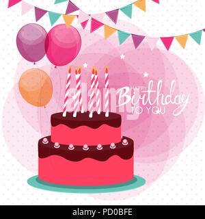 Alles Gute zum Geburtstag Poster Hintergrund mit Kuchen. Vector Illustration Stock Vektor