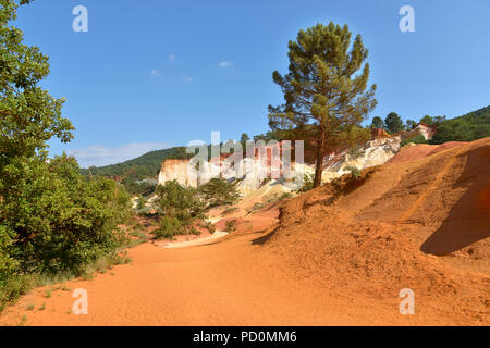 Berühmte der Ocker des Luberon gelegen, 10 Kilometer westlich von Apt und 50 km von Avignon in der Region Provence in Frankreich. Stockfoto