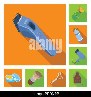 Barbershop und Ausrüstung flachbild Symbole im Set Sammlung für Design. Haarschnitt und Vektor Symbol lieferbar Abbildung: Rasieren. Stock Vektor