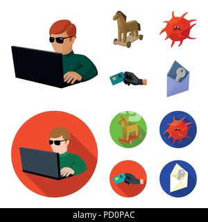 Hacker, Hacking, System, Internet. Hacker und Hacking set Sammlung Icons im Cartoon, flacher Stil vektor Symbol lieferbar Abbildung. Stock Vektor