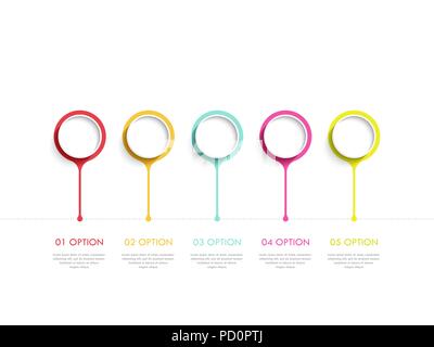 Modernen abstrakten 3D-infografik Vorlage mit fünf Schritte. Business Circle Vorlage mit Optionen für die Broschüre, Schaltplan, Workflow, timeline Vector EPS 10. Stock Vektor