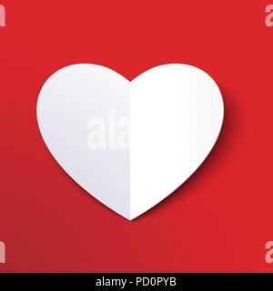 White Paper cut Liebe Herz für den Valentinstag oder jede andere Liebe Einladung Karten. Vector EPS 10. Stock Vektor