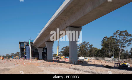 August 2018 Kellyville (Sydney) NSW, Bau der Sydney Metro Nordwest rail line ist derzeit auf Budget und Zeitplan voraus Stockfoto