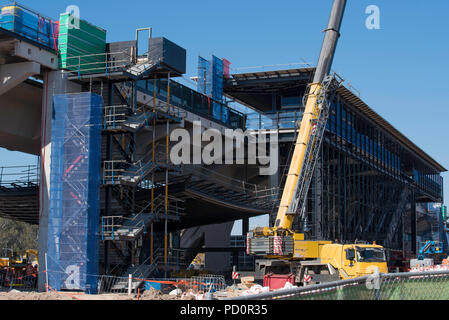 August 2018 Kellyville (Sydney) NSW, Bau der Sydney Metro Nordwest rail line ist derzeit auf Budget und Zeitplan voraus Stockfoto