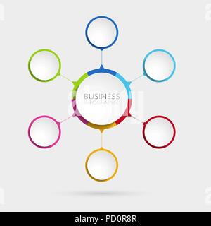 Modernen abstrakten 3D-infografik Vorlage mit 6 Schritten. Business Circle Vorlage mit Optionen für die Broschüre, Schaltplan, Workflow, Timeline. Vector EPS 10. Stock Vektor
