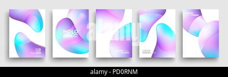 Moderne deckt Template Design. Flüssige Farben. Satz von trendigen Holographische Gradient Formen für Präsentation, Zeitschriften, Flyer, Plakate. Vector EPS 10. Stock Vektor