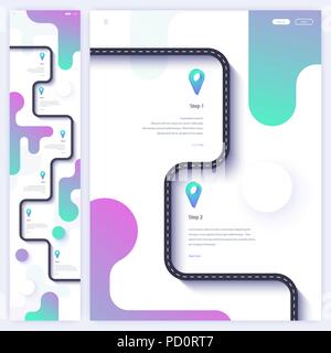 Reise und Reise route homepage Konzept. Minimale landing page Template. Flache Vector Illustration. Eps 10. Stock Vektor