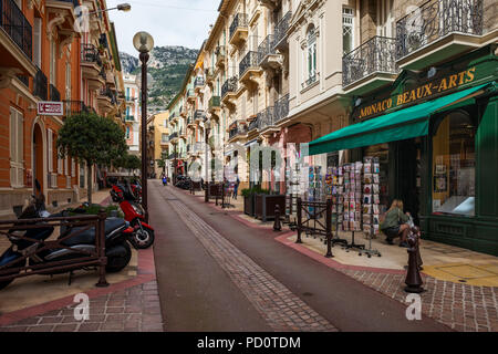 Fürstentum Monaco, Appartement Gebäude entlang der Rue de Millo Straße im Stadtzentrum Stockfoto