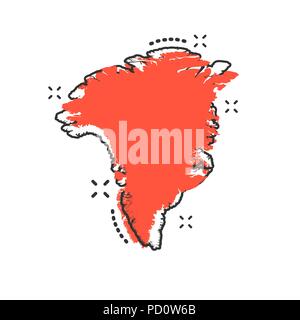 Vektor cartoon Grönland Symbol Karte im Comic-stil. Grönland zeichen Abbildung Piktogramm. Kartographie Karte business splash Wirkung Konzept. Stock Vektor
