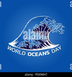 Welttag der Ozeane Vector Illustration Stock Vektor