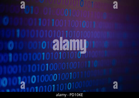 Binäre blauen Hintergrund blau binären Daten Code auf dem Bildschirm abstrakte Informationen Technologie Hintergrund Stockfoto
