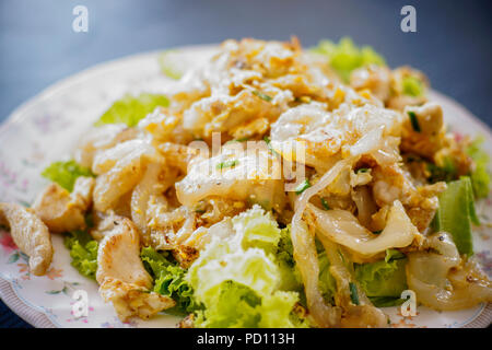 Gebratene Nudeln mit Hühnerfleisch Stockfoto