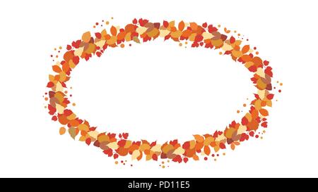 Herbst oval Kranz mit Blätter auf weißem Hintergrund. Element für Saison Design. Ellipse Frame mit leeren Raum für Text. Vector Illustration. Stock Vektor