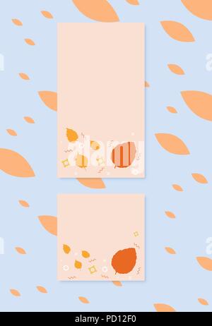 Banner mit Herbstlaub und leeren Raum für Text. Satz von Hintergründen mit Herbst Elemente für die sozialen Netzwerke. Vorlagen für Geschichte und Post Stock Vektor