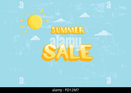 Summer Sale Karte mit textired Hintergrund. Vorlage für Ad mit hellen Dekoration. Vector Illustration. Stock Vektor