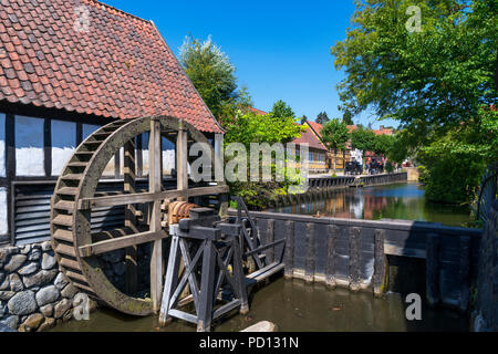 Wassermühle in der Altstadt (Den Gamle By), ein Freilichtmuseum in Århus, Dänemark Stockfoto