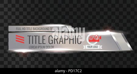 Video Schlagzeile Titel oder unteren Drittel Vorlage. Einzigartige Banner Design für Video. Weiß oder Grau. Stock Vektor
