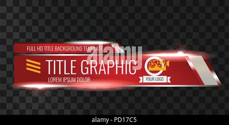 Video Schlagzeile Titel oder unteren Drittel Vorlage. Einzigartige Banner Design für Video. Rote Farbe. Stock Vektor