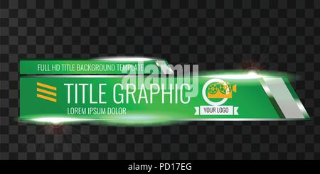 Video Schlagzeile Titel oder unteren Drittel Vorlage. Einzigartige Banner Design für Video. Grüne Farbe. Stock Vektor