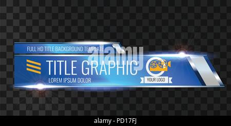 Video Schlagzeile Titel oder unteren Drittel Vorlage. Einzigartige Banner Design für Video. Blaue Farbe. Stock Vektor