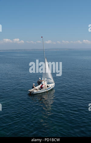 Fowey, Cornwall, UK. 5. August 2018. UK Wetter. Die Leute waren die das heiße Wetter und genießen Sie das Meer bei Mousehole. Foto: Simon Maycock/Alamy leben Nachrichten Stockfoto