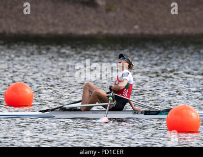 Glasgow, Schottland, Sonntag, 5. August 2018, der letzte Leichte Frauen Single Sculls, Goldmedallist, BLR LW 1X, Alena FURMAN, europäische Spiele, Rudern, Strathclyde Park, North Lanarkshire, © Peter SPURRIER/Alamy leben Nachrichten Stockfoto