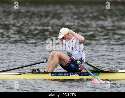 Glasgow, Schottland, Sonntag, 5. August 2018, Aussicht, europäische Spiele, Rudern, Strathclyde Park, North Lanarkshire, © Peter SPURRIER/Alamy leben Nachrichten Stockfoto