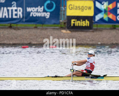 Glasgow, Schottland, Sonntag, 5. August 2018, dem letzten Frauen Single Sculls, Goldmedallist, SUI W1X, Jeannine GMELIN, europäische Spiele, Rudern, Strathclyde Park, North Lanarkshire, © Peter SPURRIER/Alamy leben Nachrichten Stockfoto