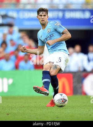 London, Großbritannien. 05 Aug, 2018. John Steine von Manchester City Chelsea V Manchester City Chelsea V Manchester City, FA Community Shield 05 August 2018 GBC 10058 DER FA Community Shield 05/08/18 streng redaktionelle Verwendung. Wenn der Spieler/Spieler in diesem Bild dargestellt ist/Spielen für einen englischen Club oder das England National Team. Dann ist dieses Bild darf nur für redaktionelle Zwecke verwendet werden. Keine kommerzielle Nutzung. Folgende Verwendungen sind auch dann eingeschränkt, wenn in einem redaktionellen Kontext: Verwendung in Verbindung mit oder als Teil eines nicht autorisierten Audio-, Video-, Daten-, Spielpläne, Verein/Liga logos Stockfoto
