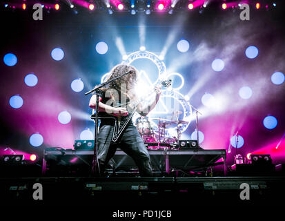 Austin, Texas, USA. 3 Aug, 2018. CLAUDIO SANCHEZ, Sänger und Gitarrist von Coheed und Cambria, führt auf dem Austin 360 Amphitheater in Austin, TX. Credit: Alicia Armijo/ZUMA Draht/Alamy leben Nachrichten Stockfoto