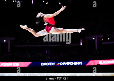 Pauline Schaefer (GER) konkurriert auf Schwebebalken in Women's Gymnastics Gerätefinale bei den Europameisterschaften 2018 in Glasgow an der SSE Hydro am Sonntag, den 05. August 2018. GLASGOW SCHOTTLAND. Credit: Taka G Wu Stockfoto